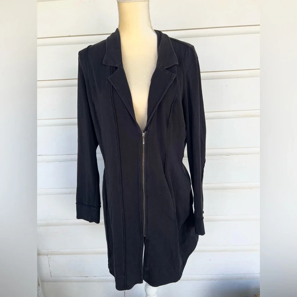 Nic+Zoe Woman’s Long Black Soft Lined Zipper Jacket With Pockets Size Large - Picture 4 of 8